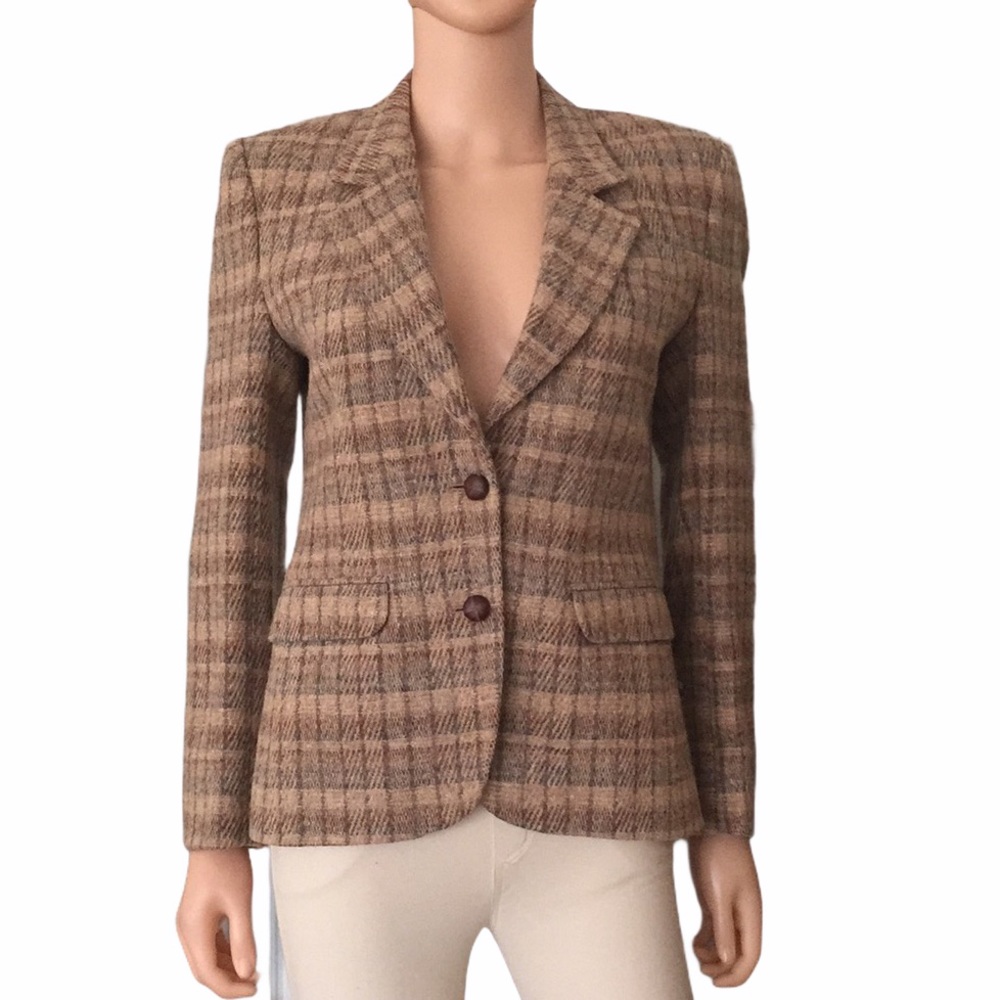 Vintage Richard Evans Welsh Tweed Plaid Wool Blazer Jacket